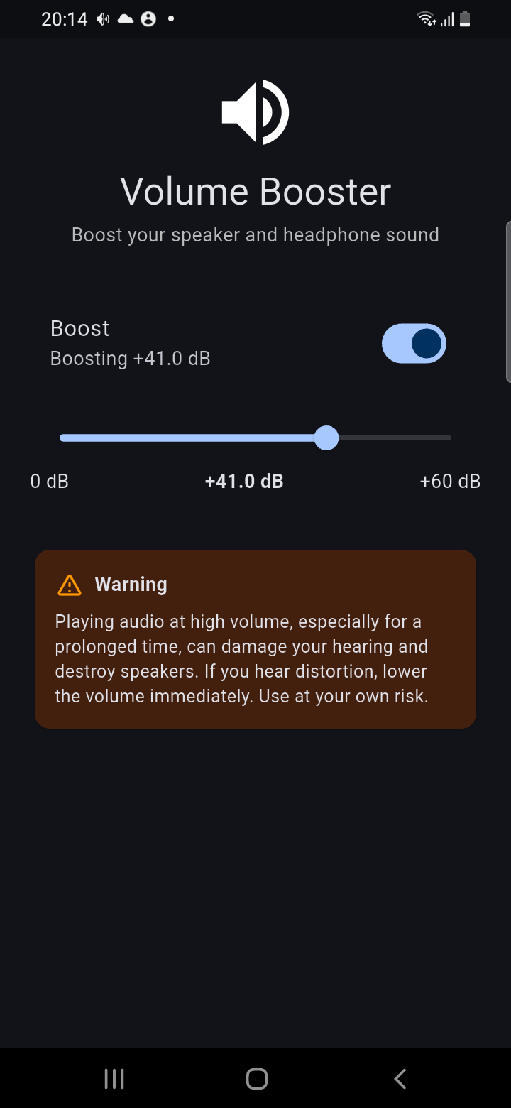 Volume Booster boost slider raised